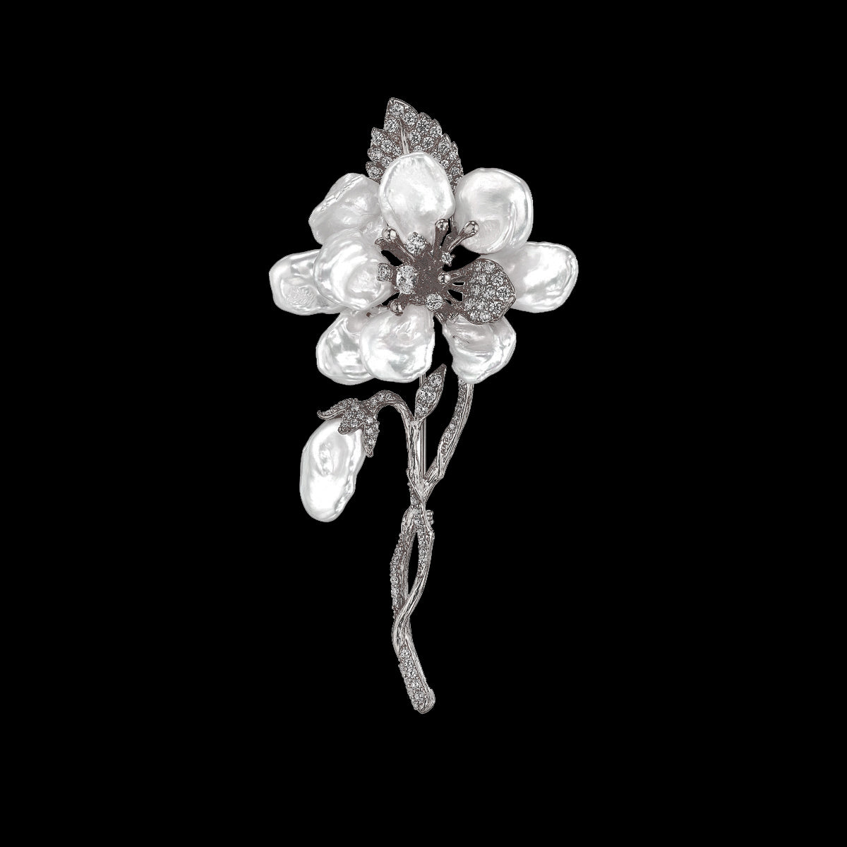Black Cherry Corsage Brooch, Brooch, Anabela Chan Joaillerie - Fine jewelry with laboratory grown and created gemstones hand-crafted in the United Kingdom. Anabela Chan Joaillerie is the first fine jewellery brand in the world to champion laboratory-grown and created gemstones with high jewellery design, artisanal craftsmanship and a focus on ethical and sustainable innovations.